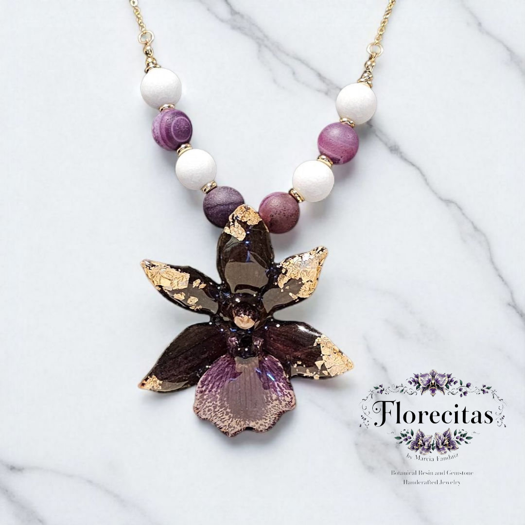CHOCOLATE ORCHID NECKLACE