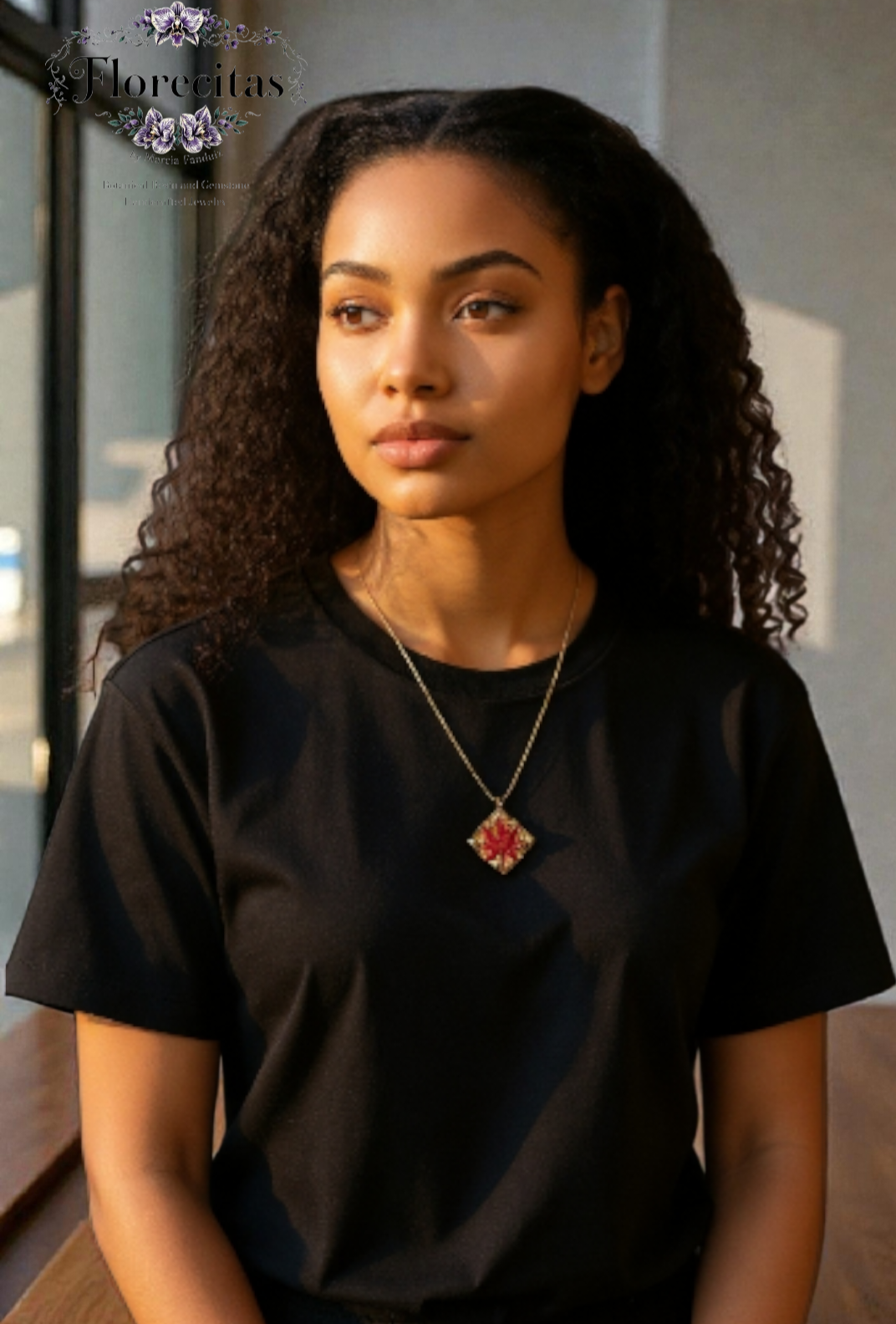 Burgundy Mini Japanese Maple Pendant Necklace