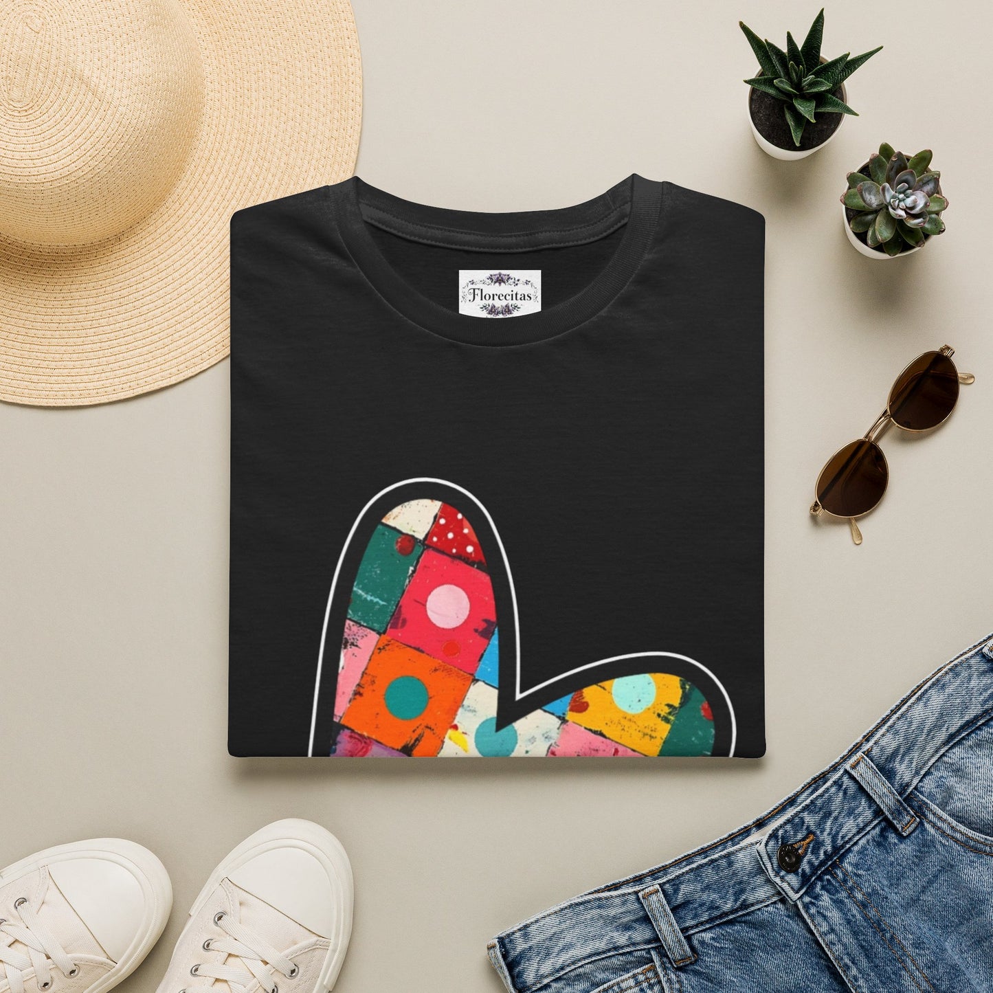 Colorblock Patchwork Heart T-Shirt