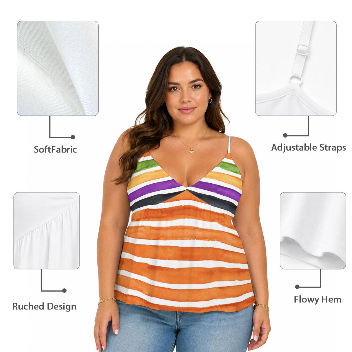 Hallow Stripes Cami Peplum Top
