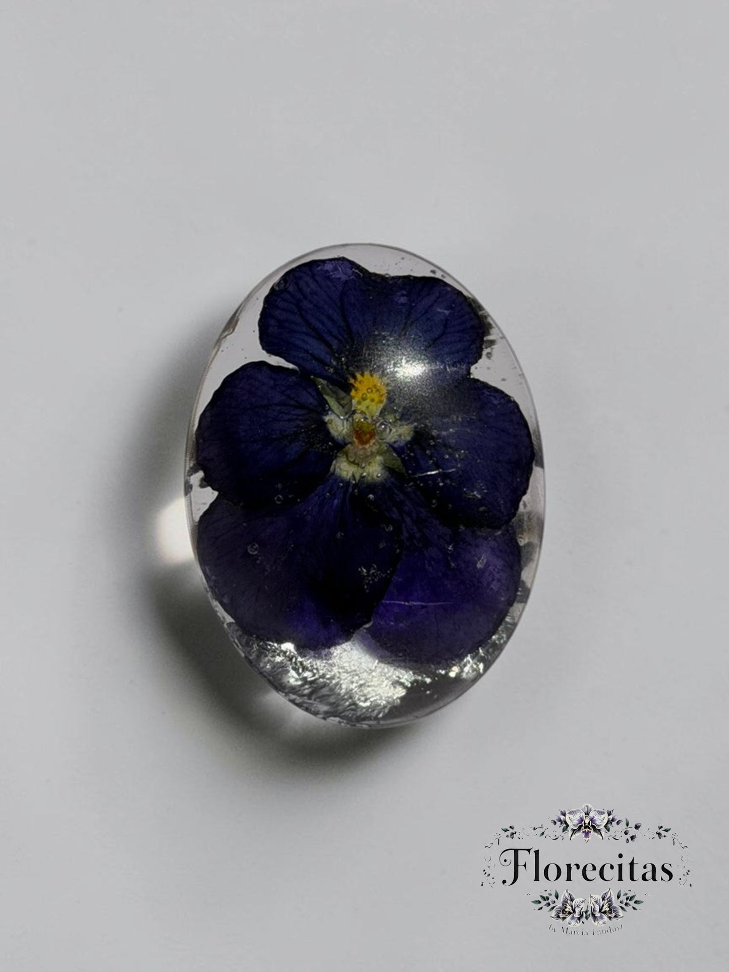 Genuine Blue Violet Pansy Gold Ring