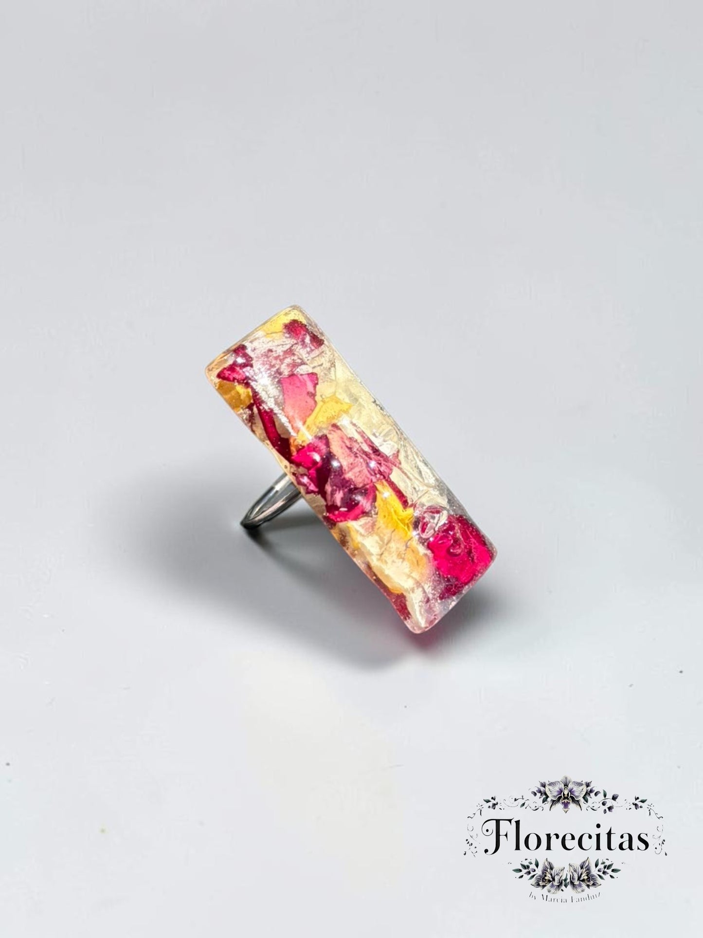 Fuchsia and Yellow Mixed Petals Mask Ring