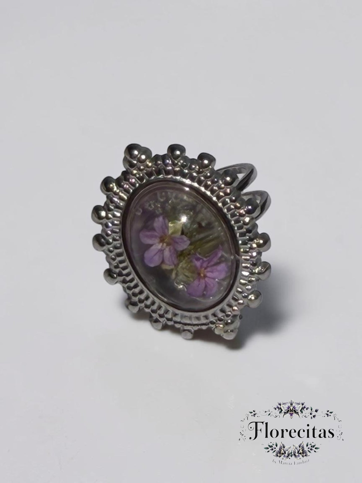 Genuine Dainty Lavender Flower Antique Style Ring