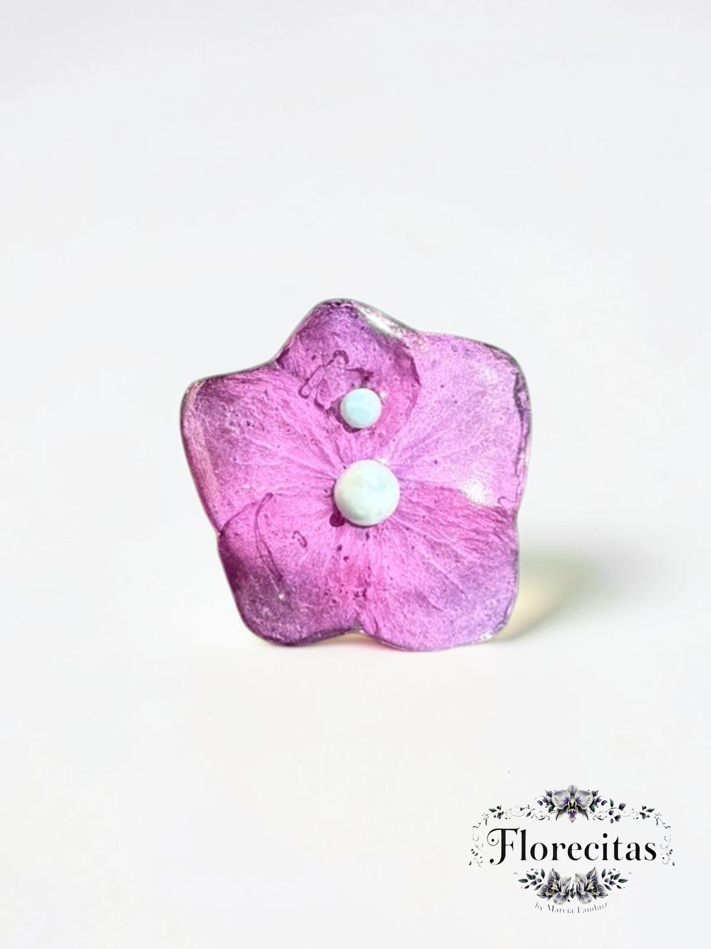 Hydrangea Petal with Larimar Beads Ring