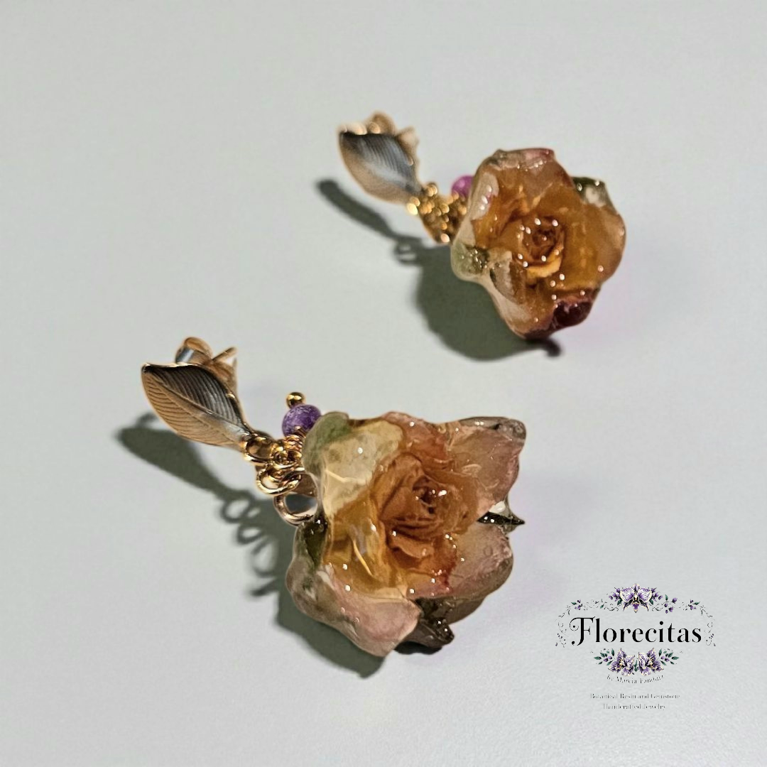 MARCELLE YELLOW DRAGON ROSE EARRINGS