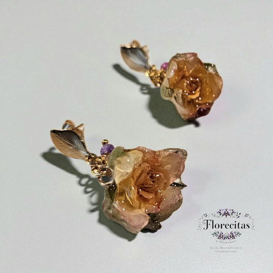 MARCELLE YELLOW DRAGON ROSE EARRINGS