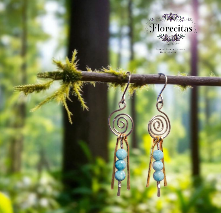 CAMILA HAMMERED GEOMETRIC LARIMAR EARRINGS