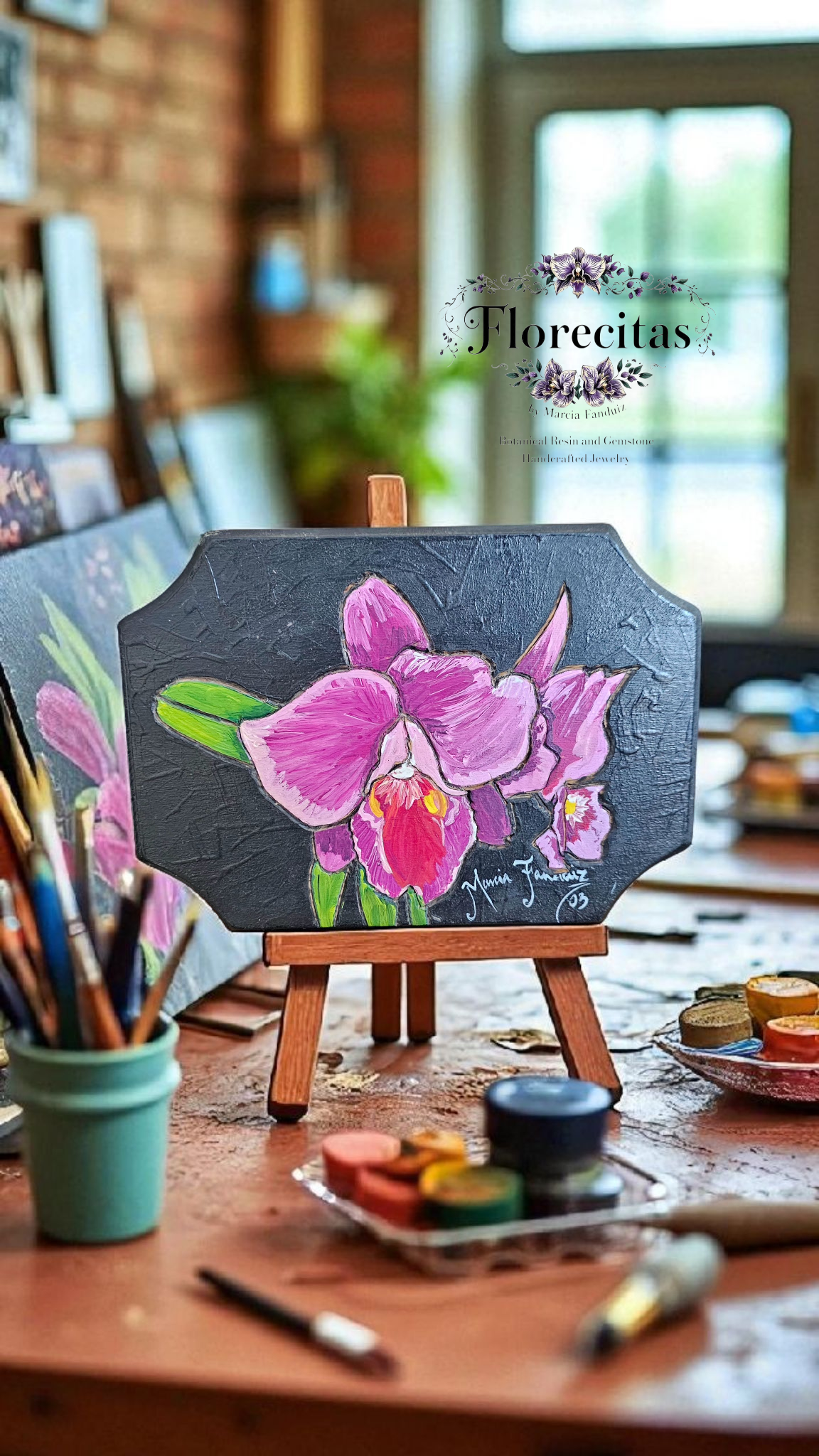 PINK ORCHID PAINTED PYROGRAPHY