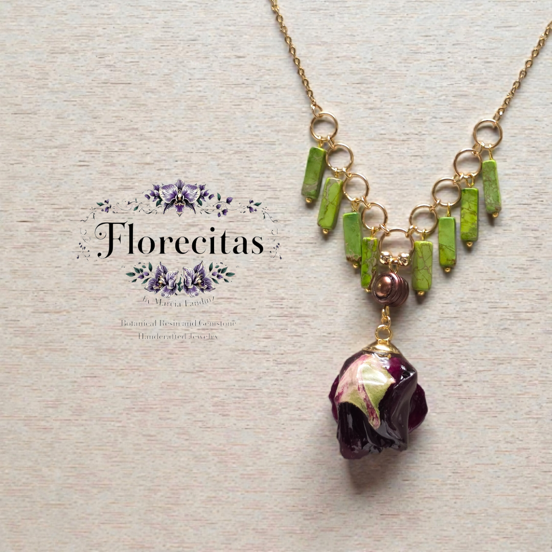 Cascading Deep Red Flower Bud Necklace