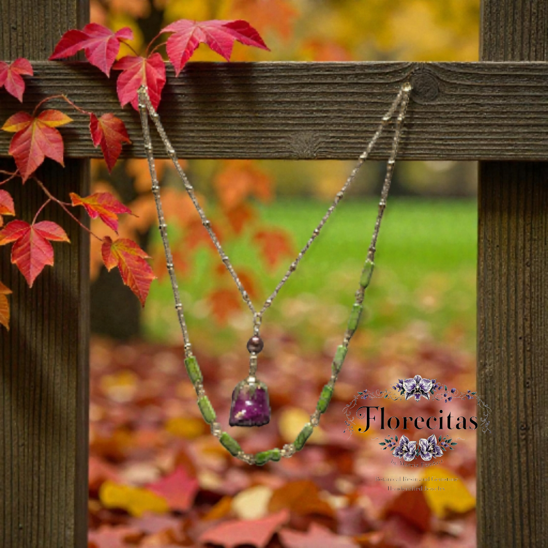 Deep Purple Mini Rose Bud necklace