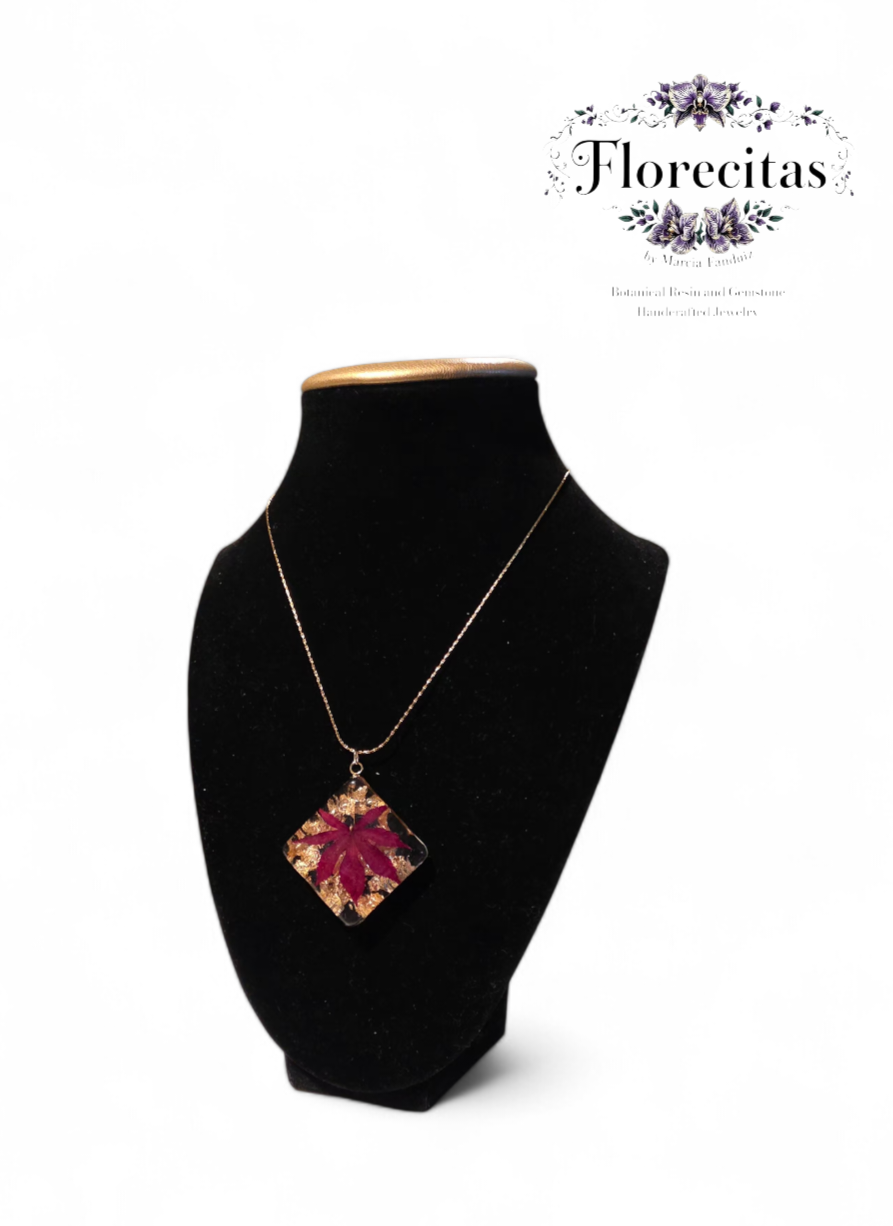 Burgundy Mini Japanese Maple Pendant Necklace