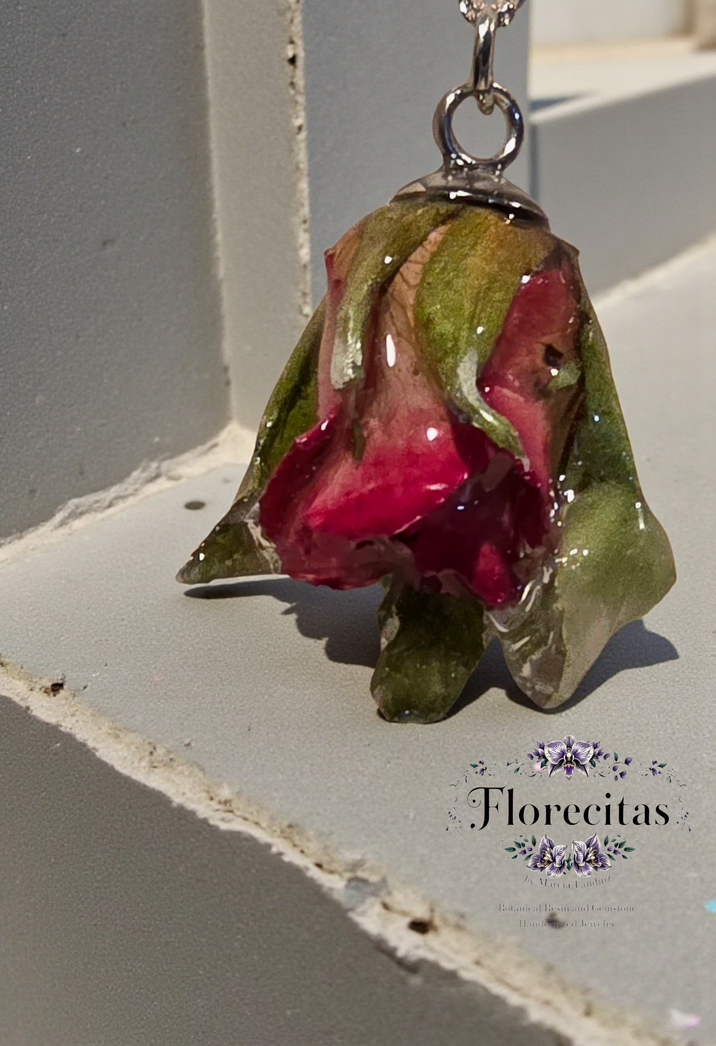 Mini Pink Rose Necklace
