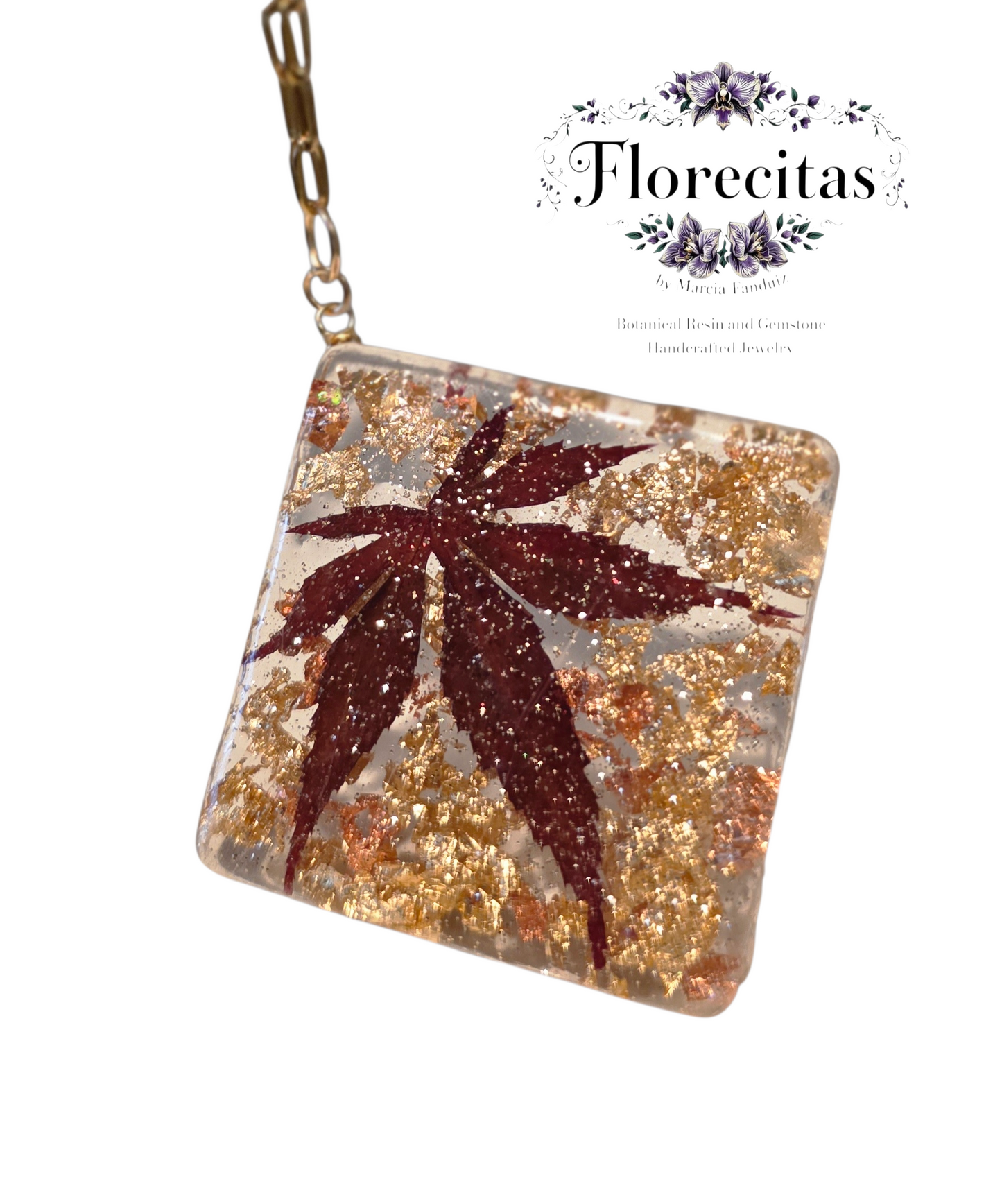 Burgundy Japanese Maple Long Necklace