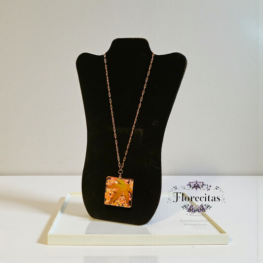 Orange to GreenJapanese Maple Pendant Necklace