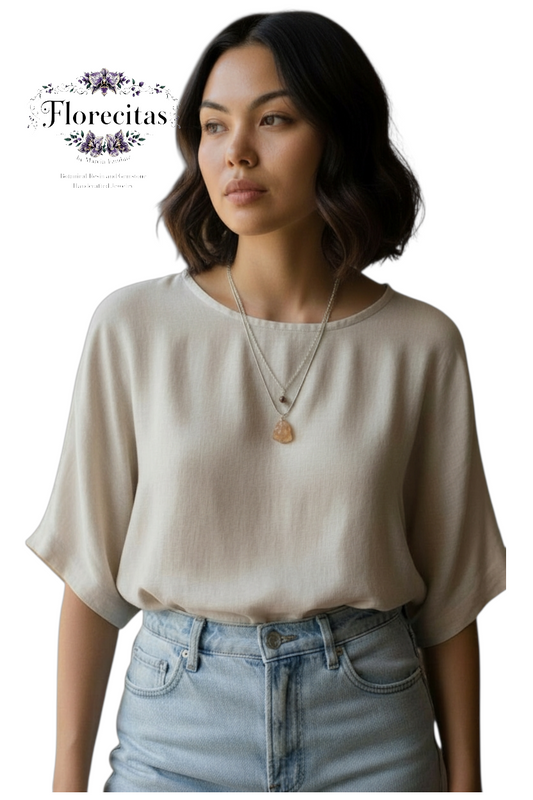 Beige Rose and Brown Pearl Necklace