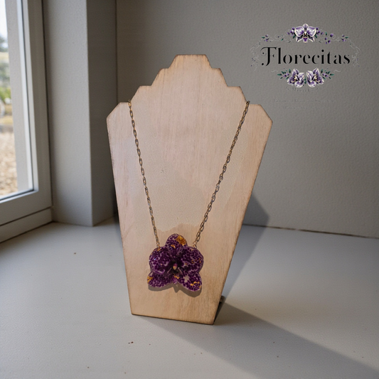 Purple Spotted Orchid Necklace