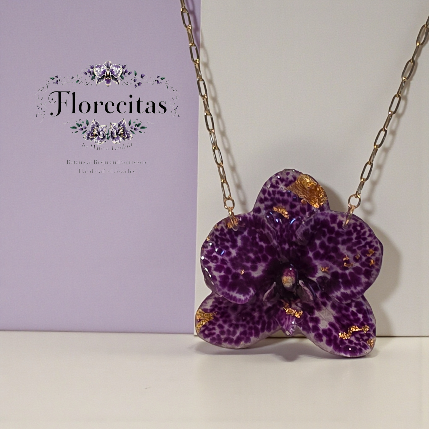 Purple Spotted Orchid Necklace