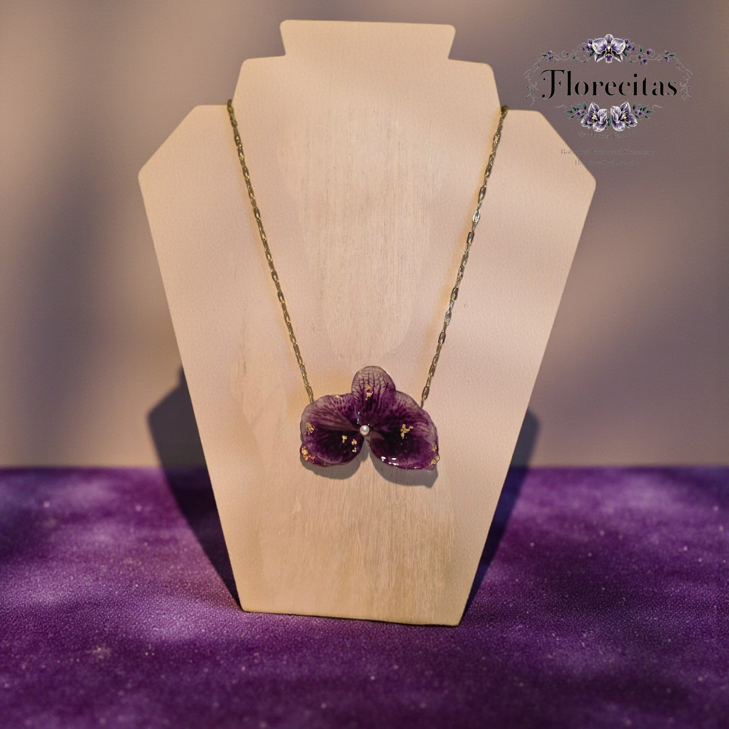 Light to Deep Purple Orchid Necklace