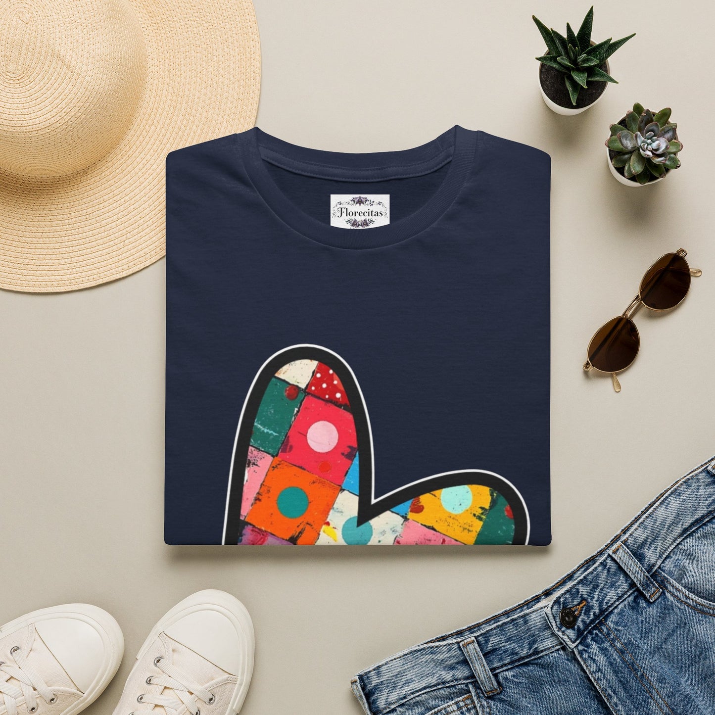 Colorblock Patchwork Heart T-Shirt