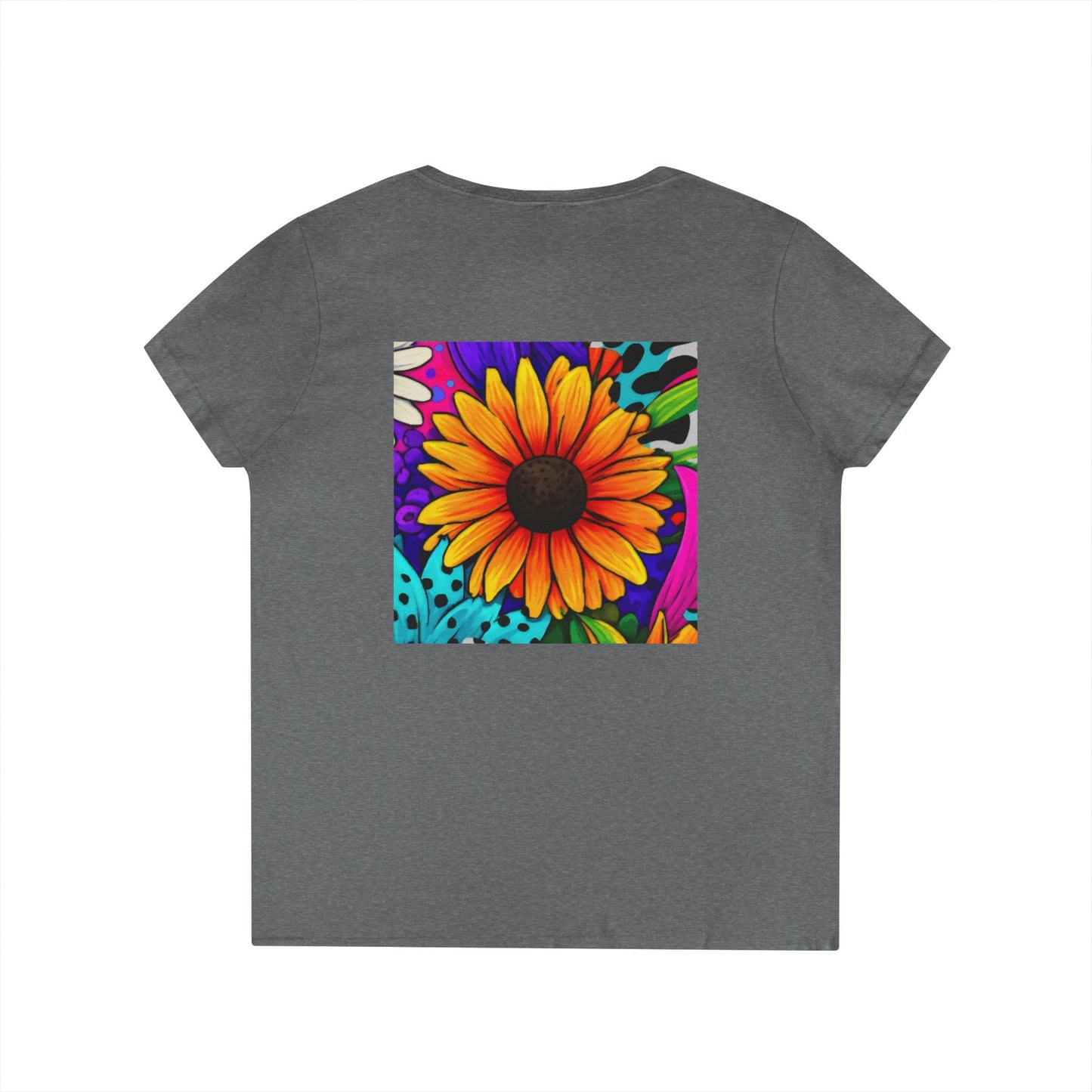 Amber Pop Art Daisies V-Neck Tee