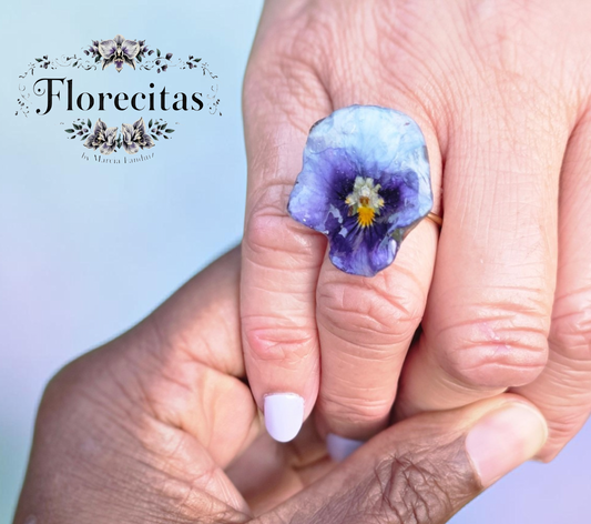 Purple Pansy Adjustable Statement Ring