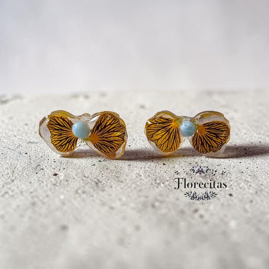 TIGER EYE VIOLA PETAL DUO AND LARIMAR STUDS