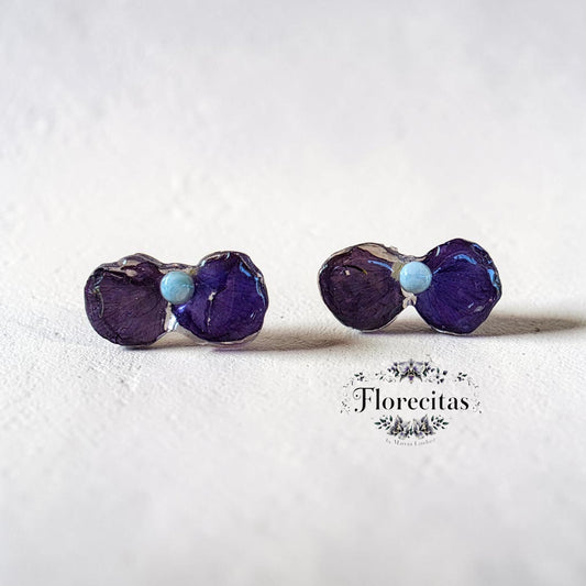 DEEP PURPLE VIOLA PETAL DUO AND LARIMAR STUDS