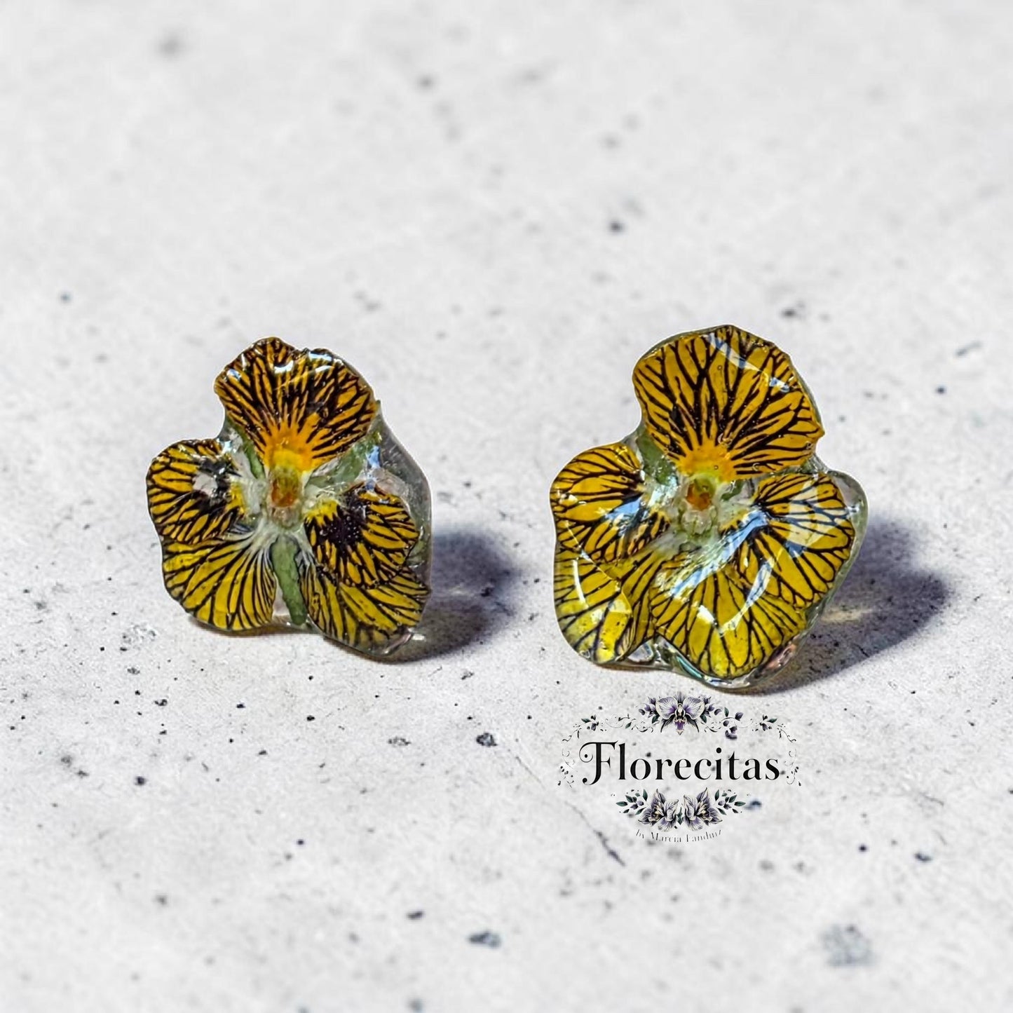 TIGER EYE VIOLA PETAL DUO AND LARIMAR STUDS