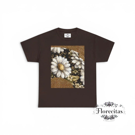 Leopard Daisies Tee — Vintage Floral Square Graphic T-Shirt