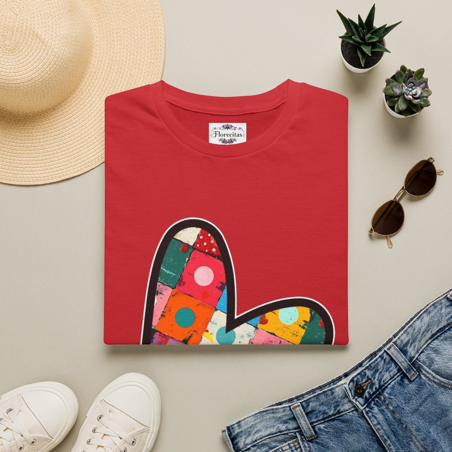 Colorblock Patchwork Heart T-Shirt