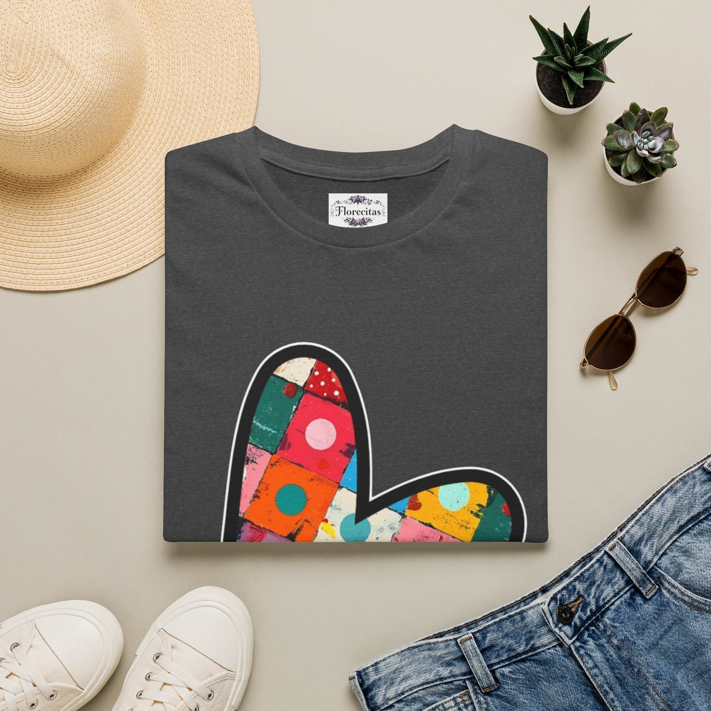 Colorblock Patchwork Heart T-Shirt