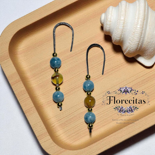 Amber and Larimar Earrings
