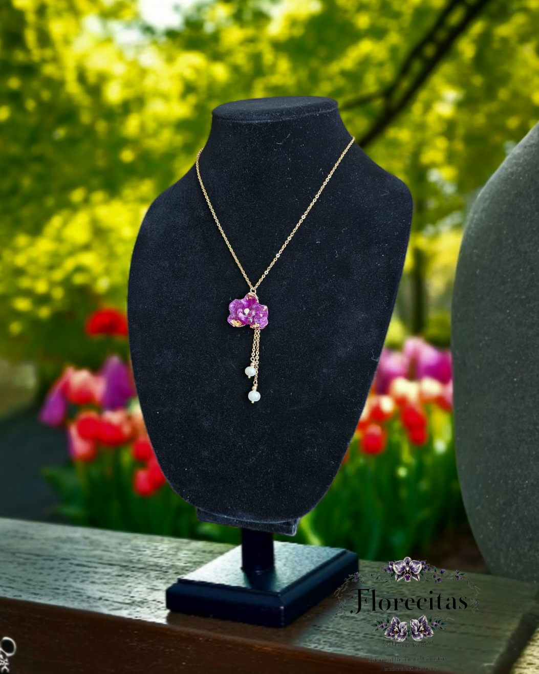 GRISSEL ORCHID AND PEARLS NECKLACE