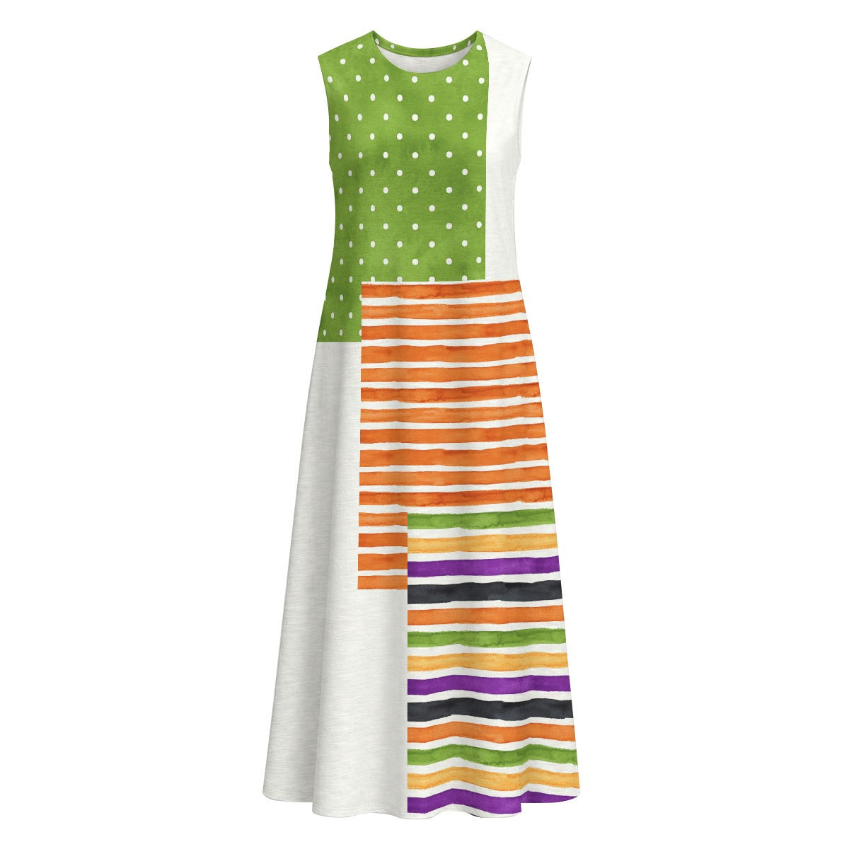 All-Over Print Women's Sleeveless Dress With Pocket|140GSM Slub Cotton