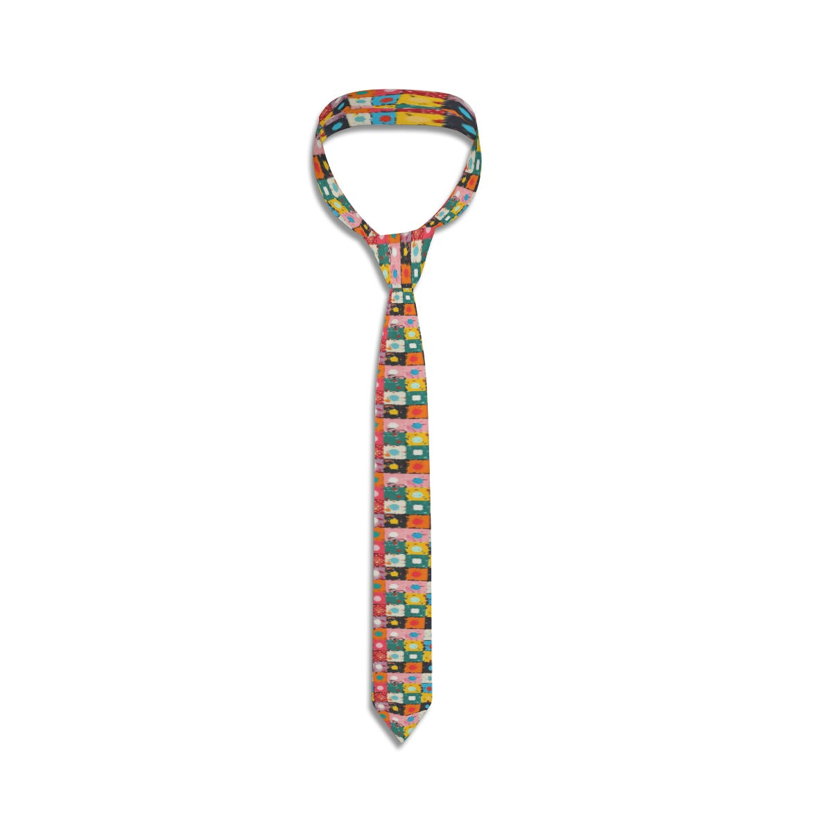 Abstract Multicolor Patchwork Tie