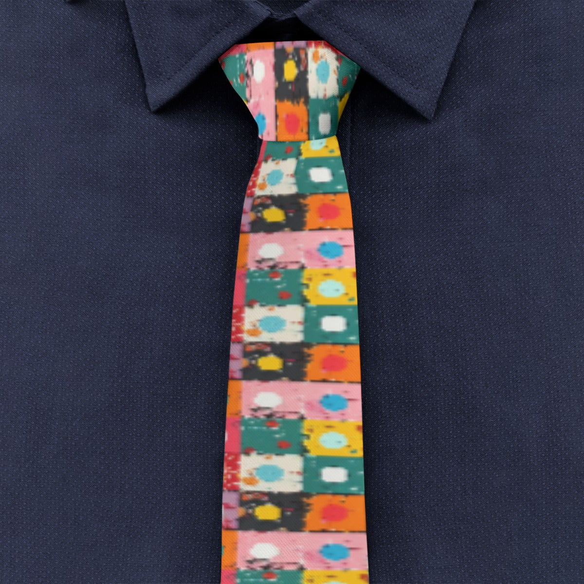 Abstract Multicolor Patchwork Tie
