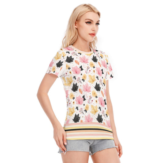 Rose Pink Fall Leaves Tee