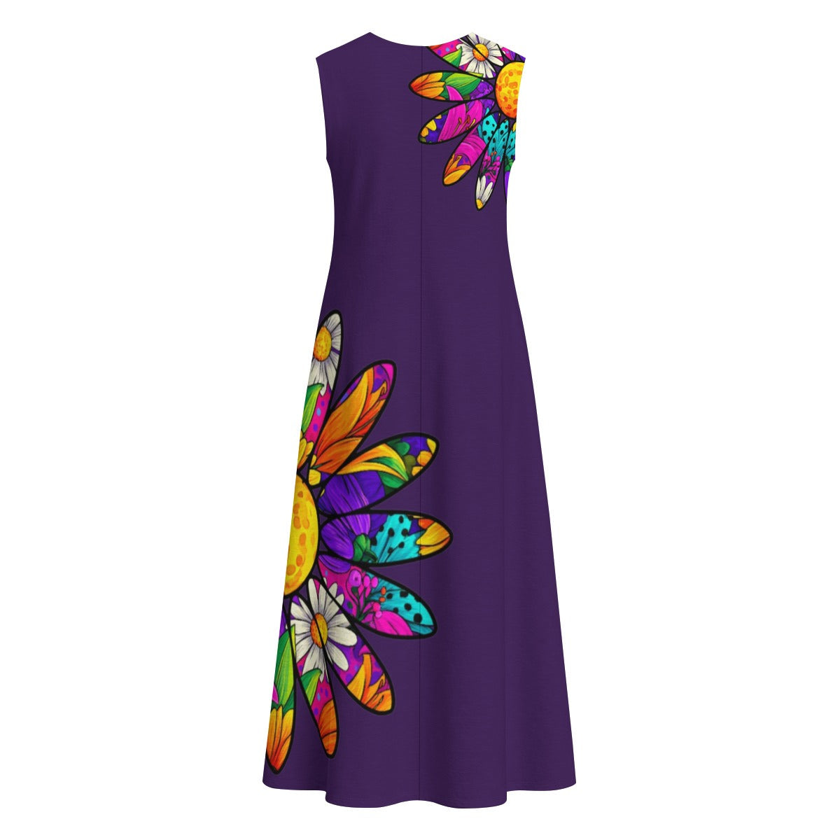 Amber Pop Art Deep Purple Women's Sleeveless Dress With Pocket