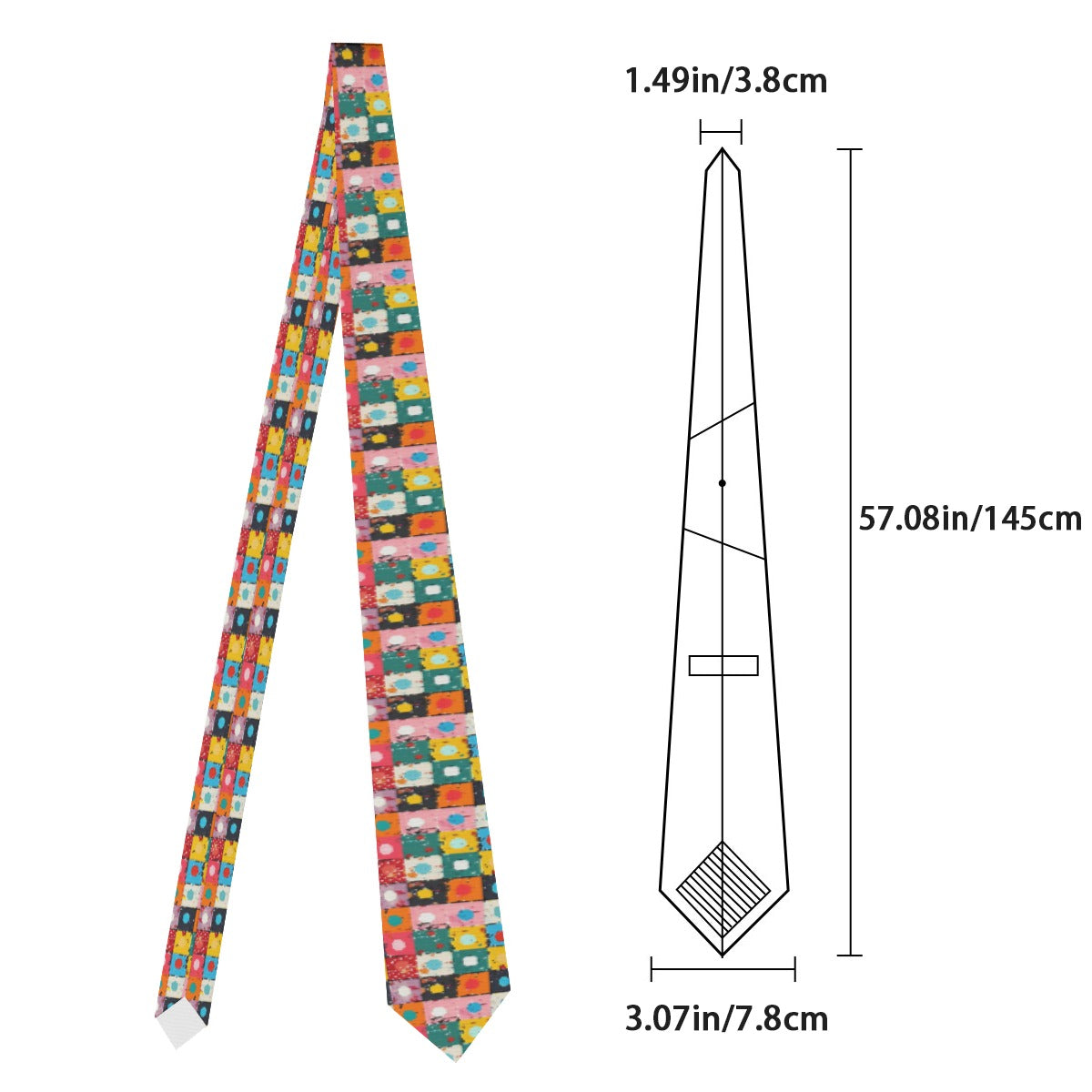 Abstract Multicolor Patchwork Tie
