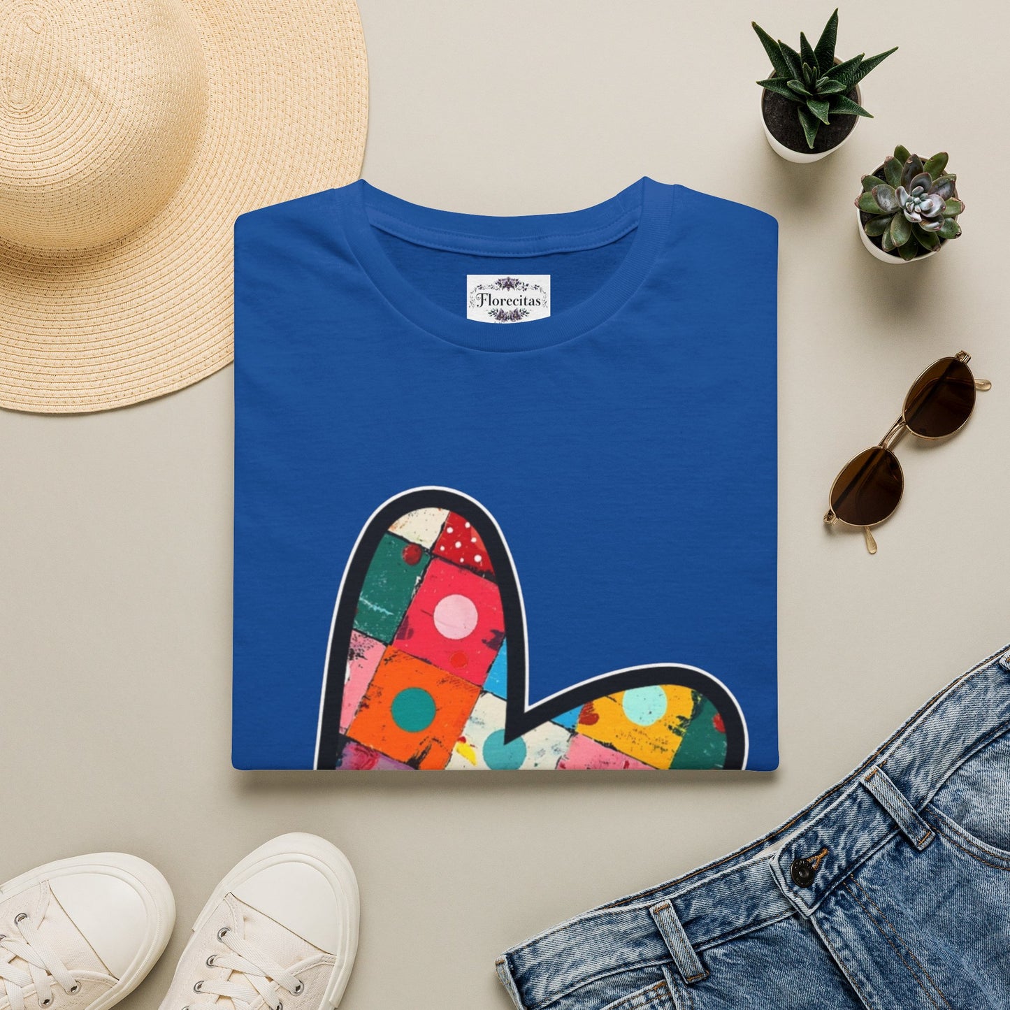 Colorblock Patchwork Heart T-Shirt