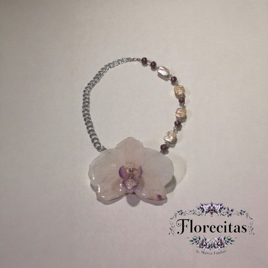 Grand Orchid with Pearls Necklace