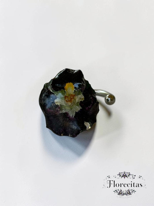 Deep Magenta Genuine Pansy Ring