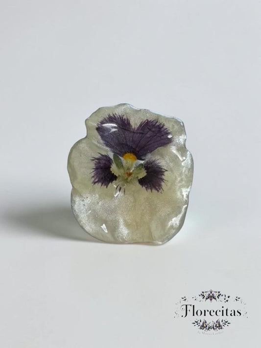 Purple and Cream Pansy Ring