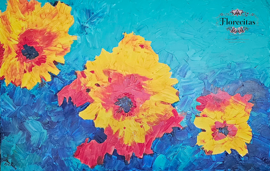 DAFFODILS ABSTRACT PAINTING ON CANVAS