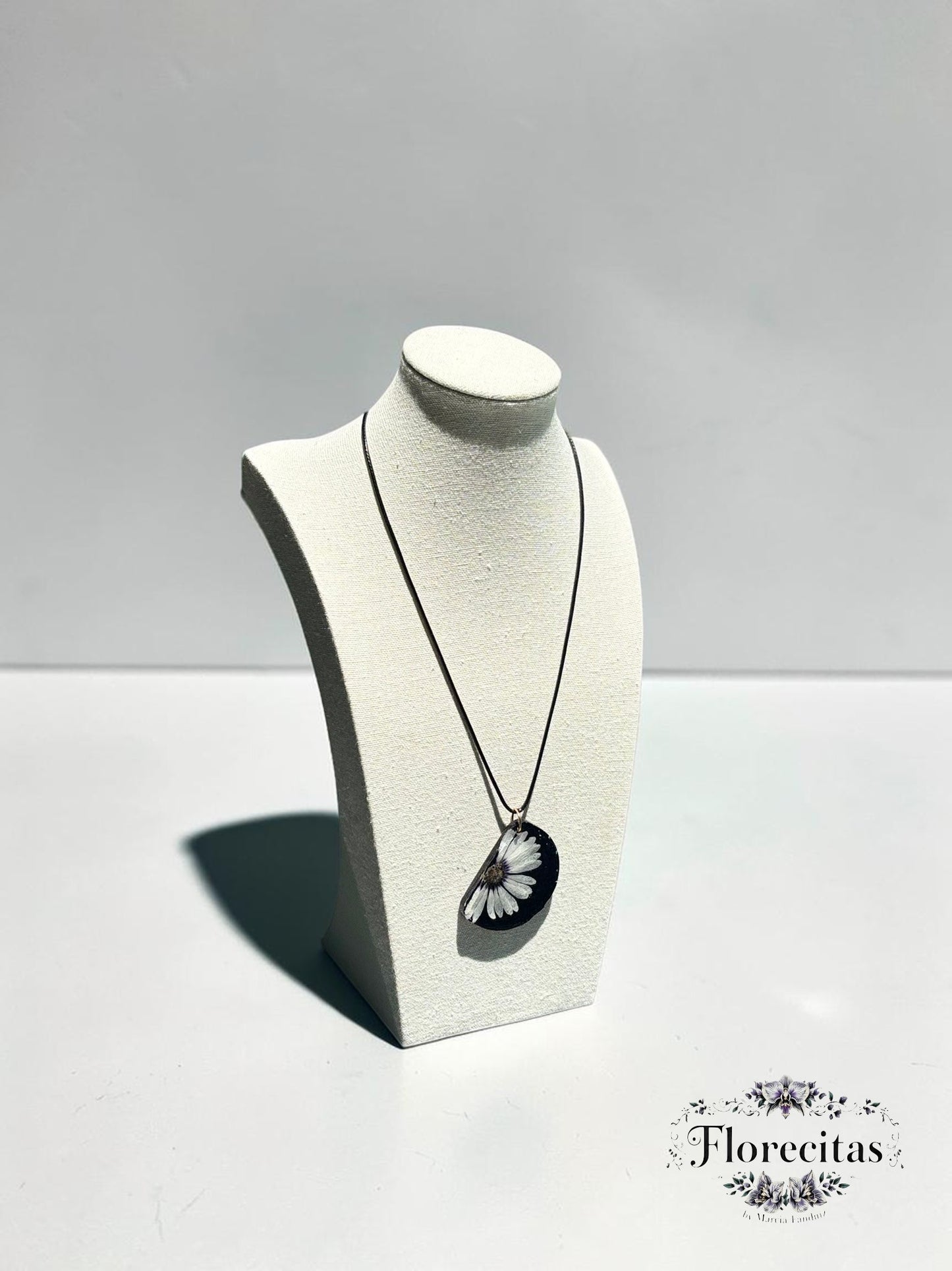 Half Moon African Daisy Pendant Necklace