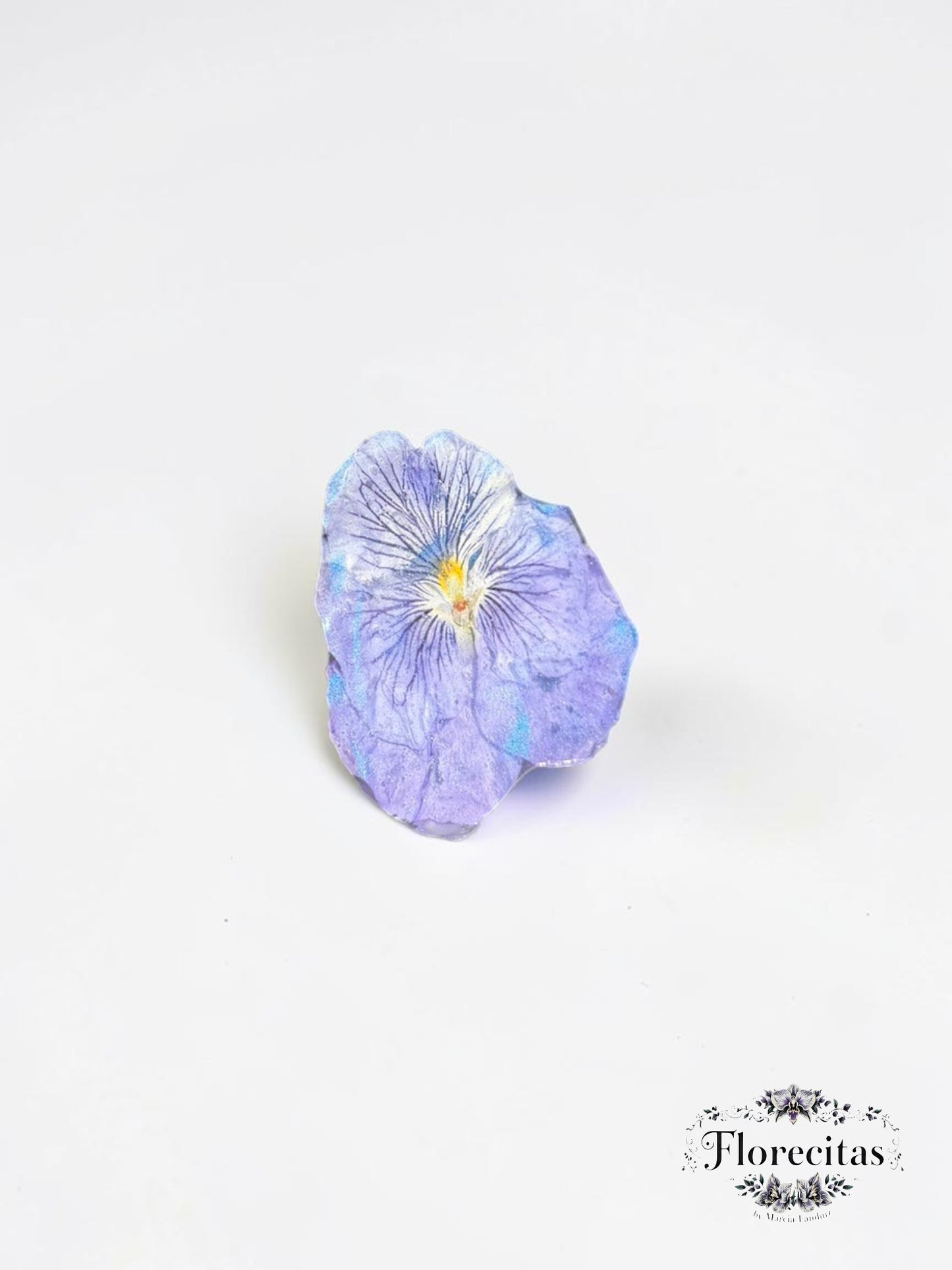 Large Lavender Pansy Flower Ring
