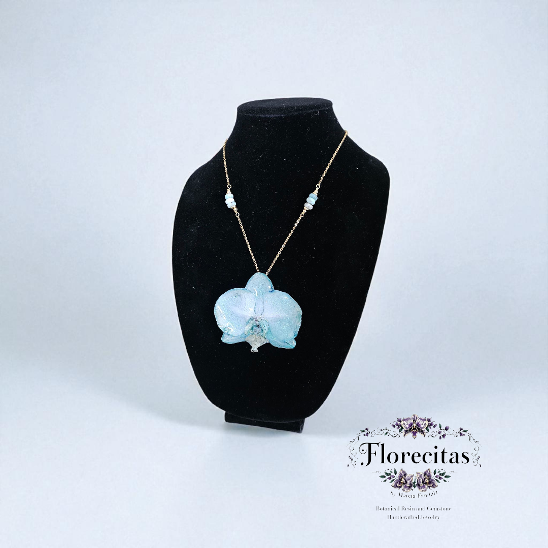 THE MOTHER BLUE ORCHID WITH LARIMAR NECKLACE