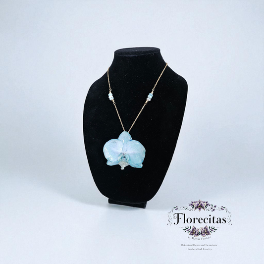 THE MOTHER BLUE ORCHID WITH LARIMAR NECKLACE