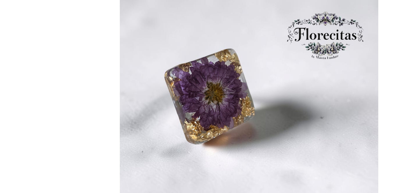 PURPLE ASTER ADJUSTABLE RESIN RING