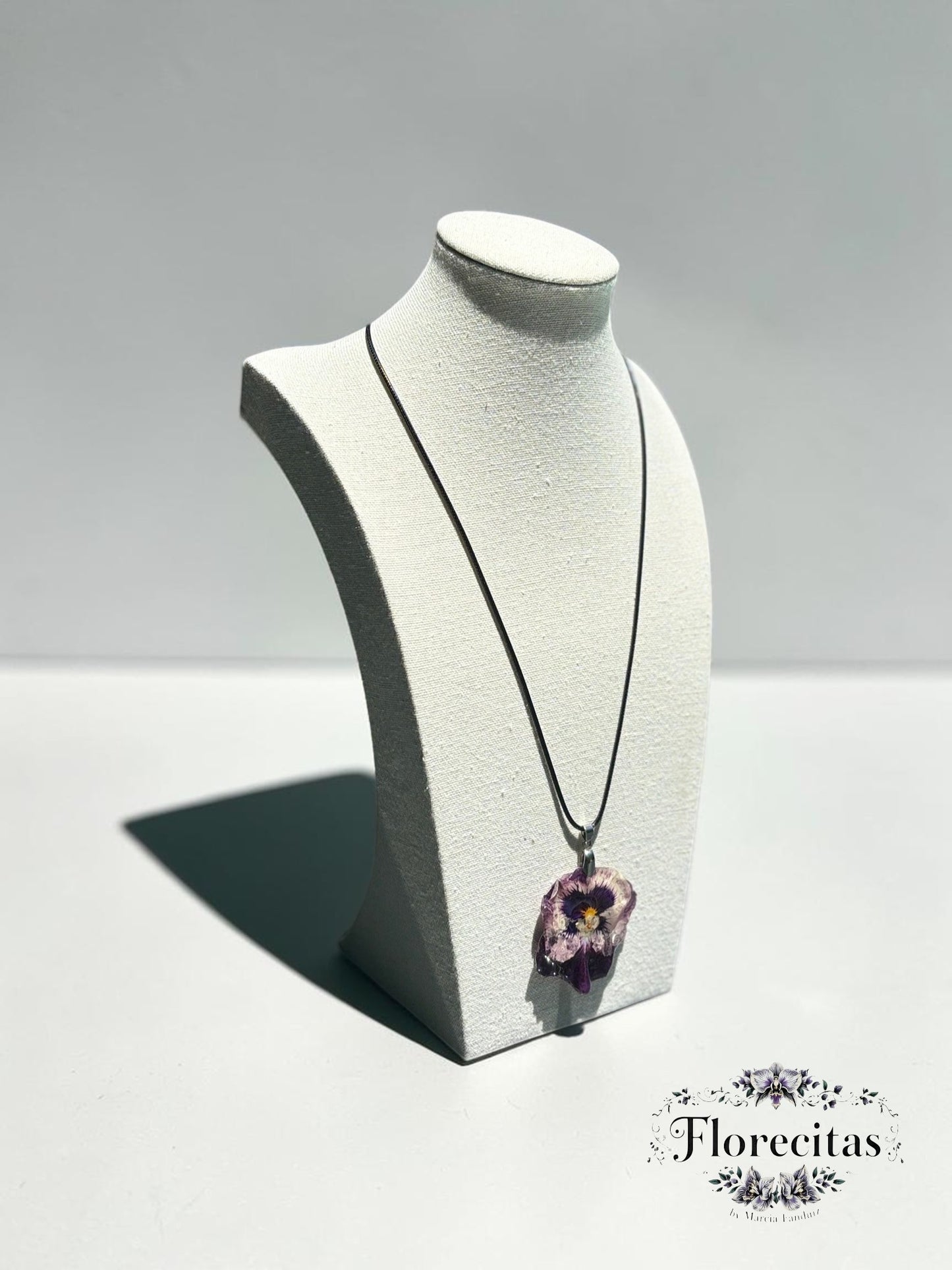 Genuine Purple Pansy Pendant Necklace